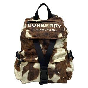 Auth BURBERRY LONDON ENGLAND wilfin 8016965 Cream Dark Brown Black Nylon